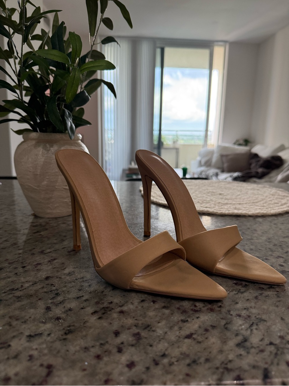 Baby Boo Nude Pointed Toe High Heel Mule